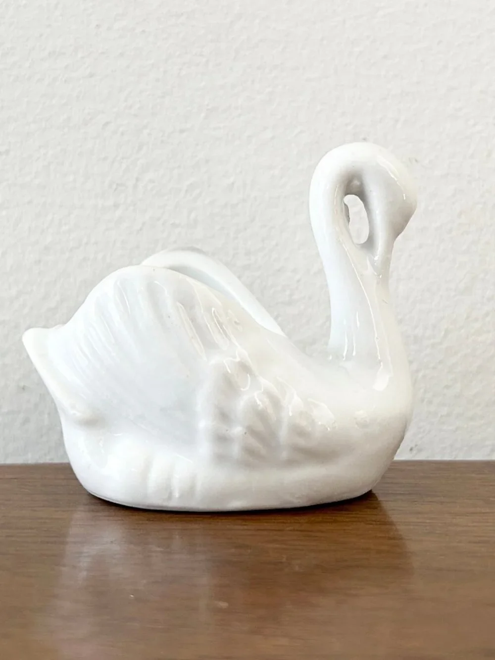 Vintage Swan Trinket Dish Ring Holder Small White Ceramic Bird Elegant Wedding